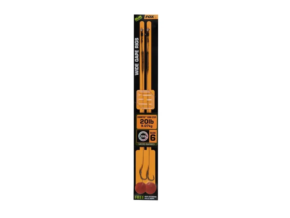 Fox Návazec Edges Wide Gape Camotex Semi Stiff 2ks vel.6 nostnost 20lb Horká Nabídka