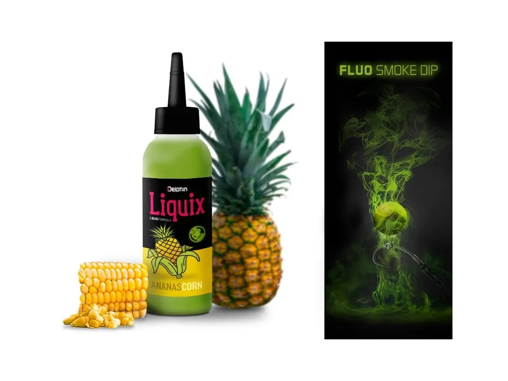 Speciální Cena Delphin Fluo dip D SNAX LiquiX Kukuřice-Ananas 100ml