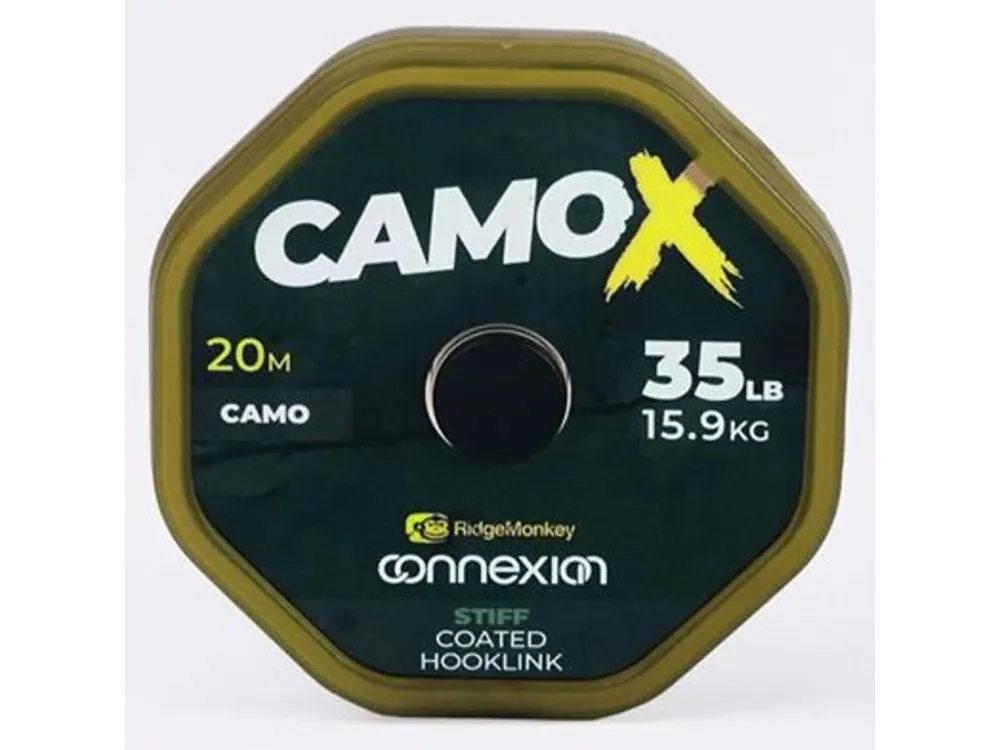 Ihned K Objednání RidgeMonkey Návazcová Šňůrka Connexion CamoX Stiff Coated Hooklink 20 m 35lb