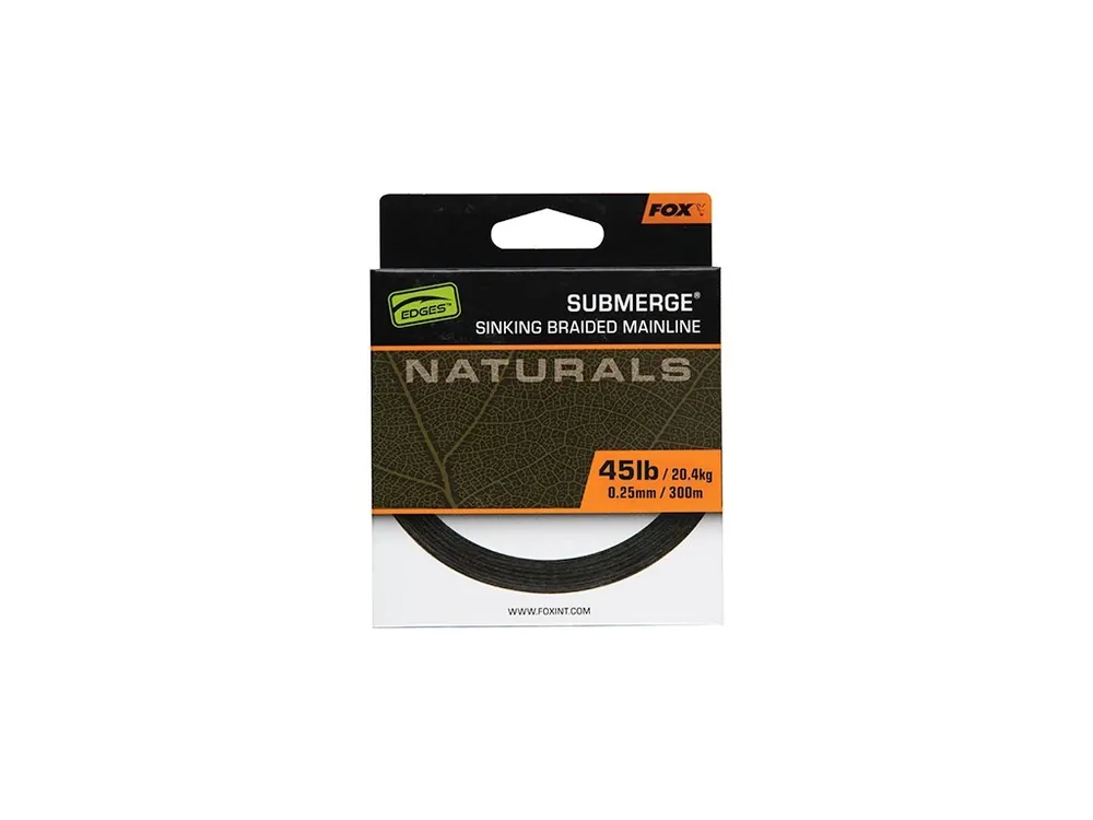 Tovární Cena Fox Splétaná Šňůra Naturals Submerge Braid 300 m 0,25 mm 45lb 20,4 kg