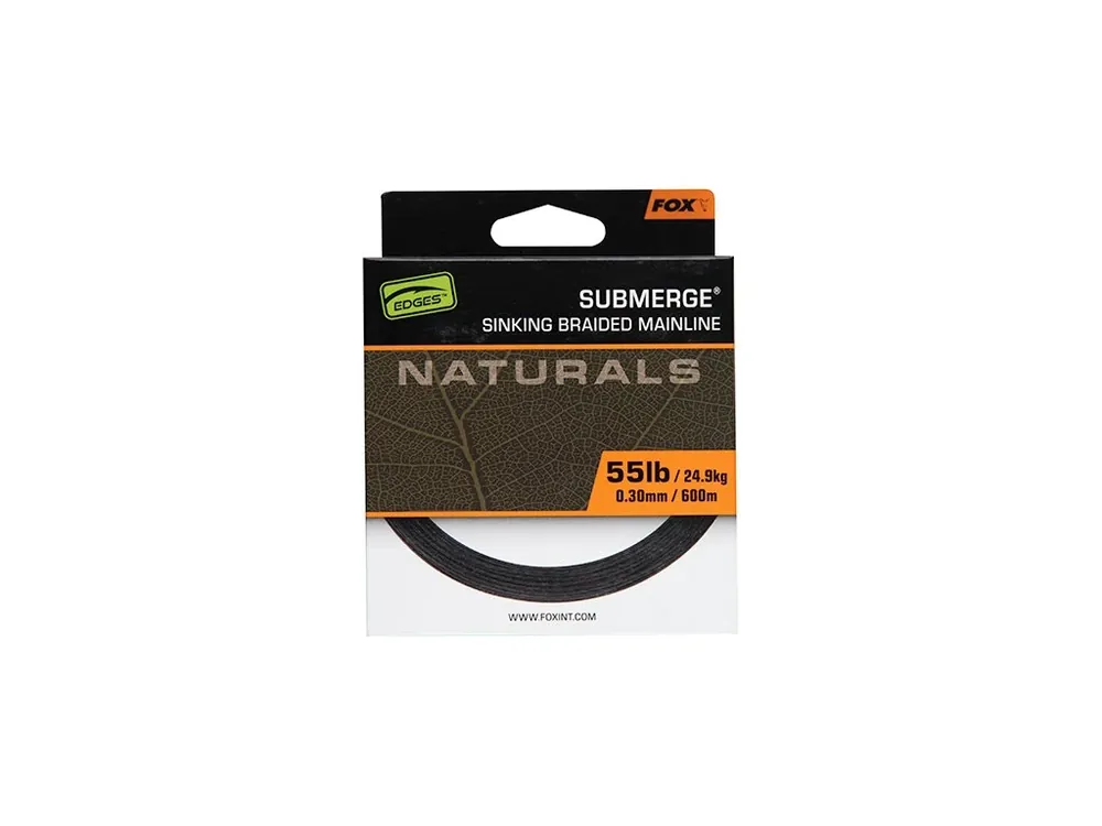Nová Kolekce Fox Splétaná Šňůra Naturals Submerge Braid 600 m 0,30 mm 55lb 24,9 kg