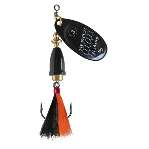 Hester Bell Fly Black Scales w/blk-org 4 8g Víkendová Akce