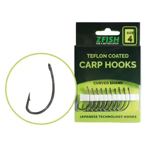 Top Prodej Zfish Teflon Curved Shank Carp Hooks 8