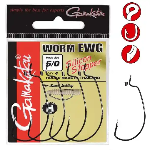 Gamakatsu Worm Offset EWG Hook 4 with Silicon Stopper Nejlepší Cena