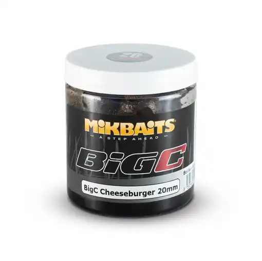 Mikbaits BigC Boilie v dipu Cheeseburger 20mm 250ml Zlevněný
