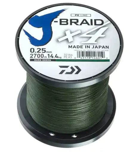 Daiwa J-Braid X4 Tmavě zelená, 0.33mm 22.4kg 1m Časově Omezené