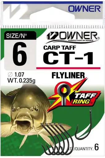 Owner CT-1 Carp Taff Flyliner, vel.8 (6ks) Nakupujte Hned