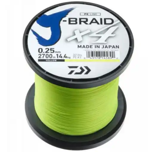 Daiwa J-Braid X4 Žlutá, 0.13mm 5.9kg 1m Nejprodávanější