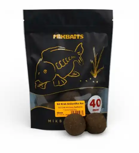 Novinka Mikbaits Gangster Bouillettes G2 Crabe Anchois Asa 40mm Golf Size 300g