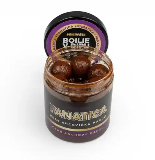 Horká Nabídka Mikbaits Fanatica Bouillettes trempées Crabe Anchois Mangue 20mm