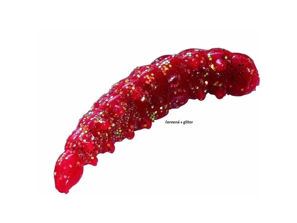 Hit Sezóny Berkley Gumová nástraha PowerBait Vosí Larvy 2,5 cm 55 ks - Červená Glitr