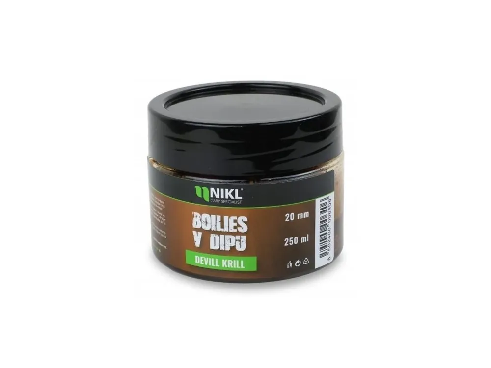 Vysoce Kvalitní Nikl Boilies v Dipu Devill Krill 250 ml