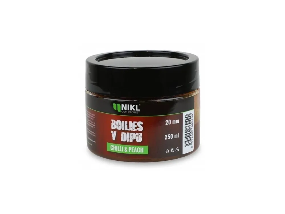 Nikl Boilies v Dipu Chilli & Peach 250 ml Časově Omezené