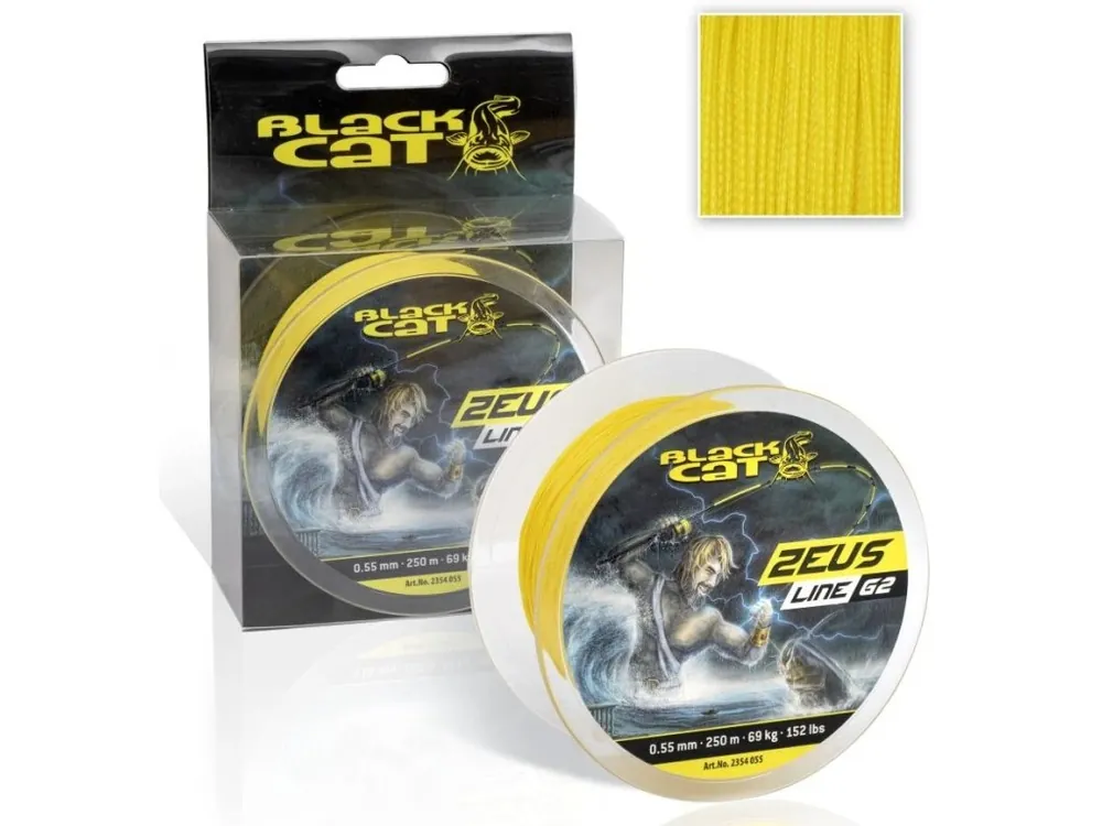 Black Cat Splétaná Šňůra Zeus Line G2 Žlutá 250 m Rychlé Dodání