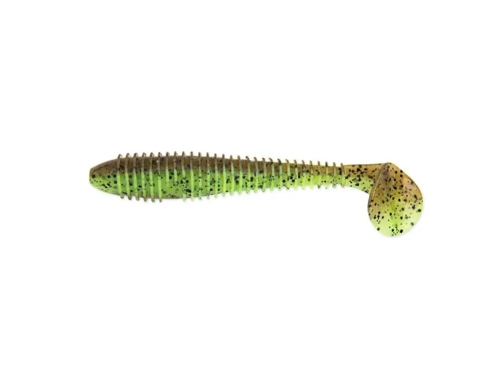 Keitech Gumová Nástraha Swing Impact Fat 3,8" 9,5cm Green Pumpkin Chartreuse 401T (6ks) Časově Omezené