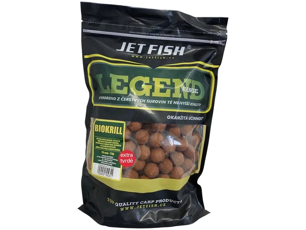 Jet Fish Extra Tvrdé Boilie Legend Range Biokrill 250 g Výprodej