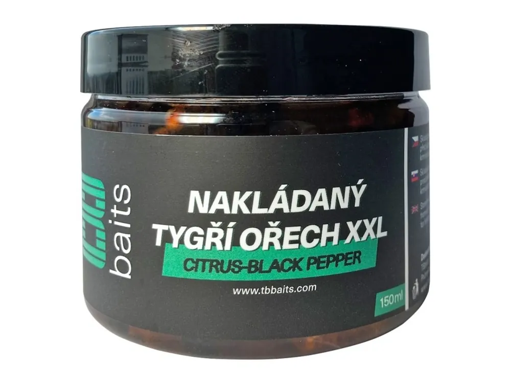 Značkový TB Baits Nakládaný Tygří Ořech XXL Citrus Black Pepper 150 ml