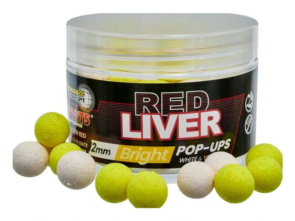 Starbaits Plovoucí Boilies Pop Up Bright Red Liver 12mm 50g Finální Výprodej