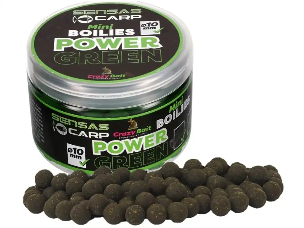 Autentický Sensas Mini Boilies Crazy Green - Česnek 10 mm 80 g