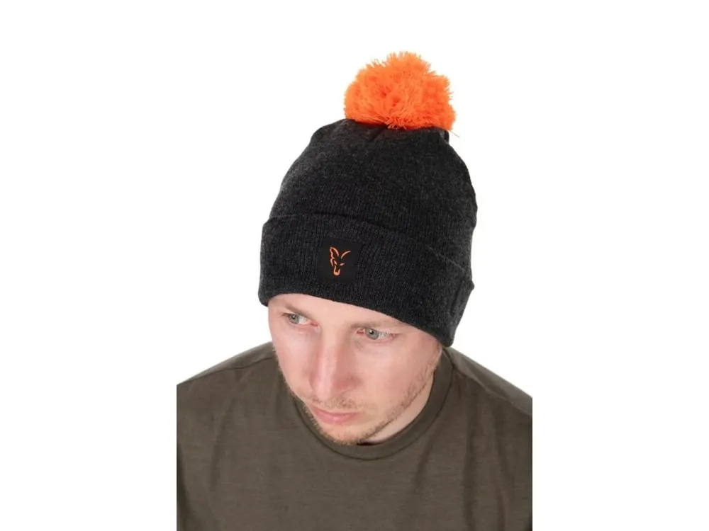 Tovární Cena Fox Čepice Collection Bobble Hat Black Orange