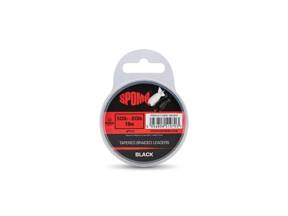 Expresní Doručení Spomb Ujímaný Šokový Vlasec Tapered Braided Leaders 3x10 m 50-20 lb - Černý