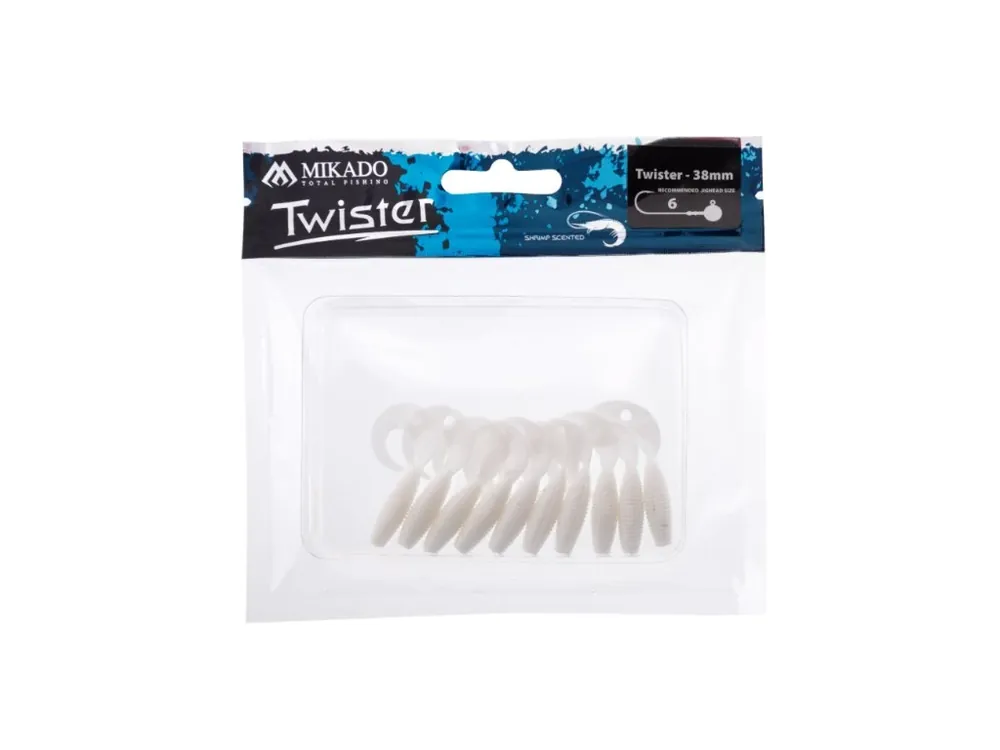 Mikado Gumová Nástraha Twister 38mm/ White- 10 ks Bezpečná Platba