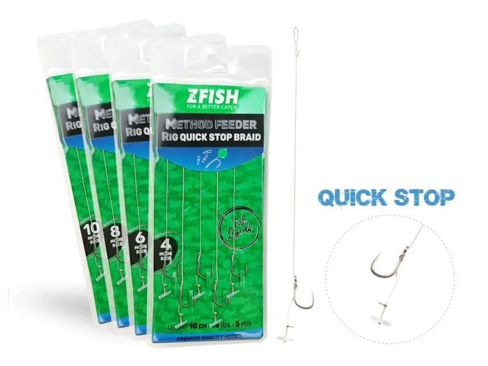 Zfish Návazec Method Feeder Rig Quick Stop Braid 10 cm 5 ks Autentický