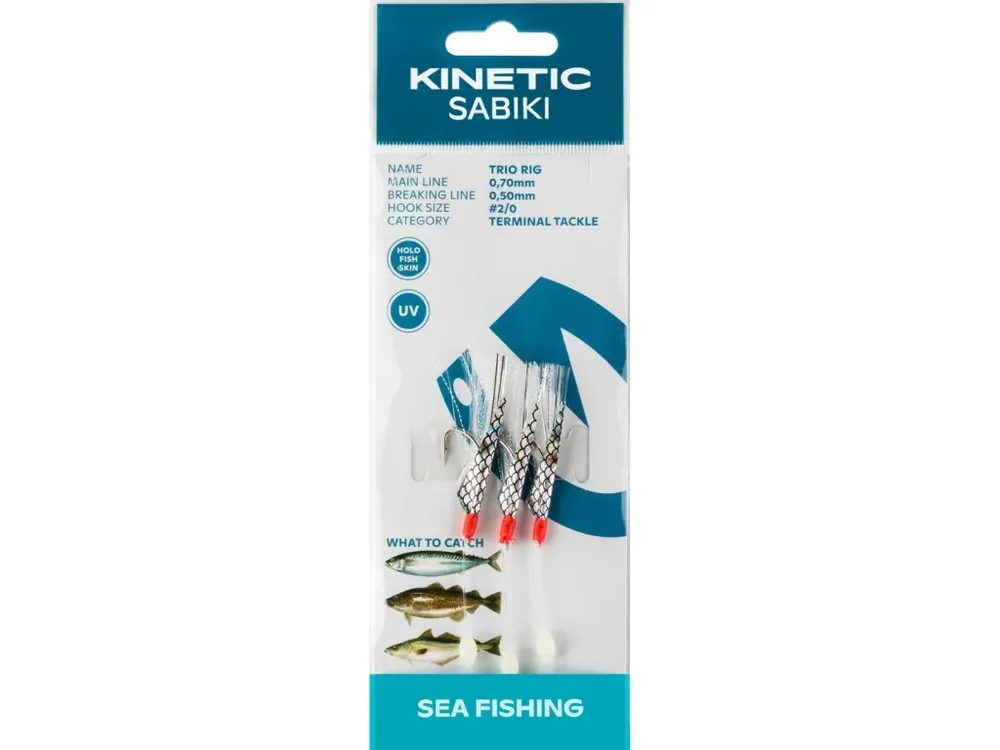 Nízká Cena Kinetic Mořský Návazec Sabiki Trio White Flasch 2/0 115 cm