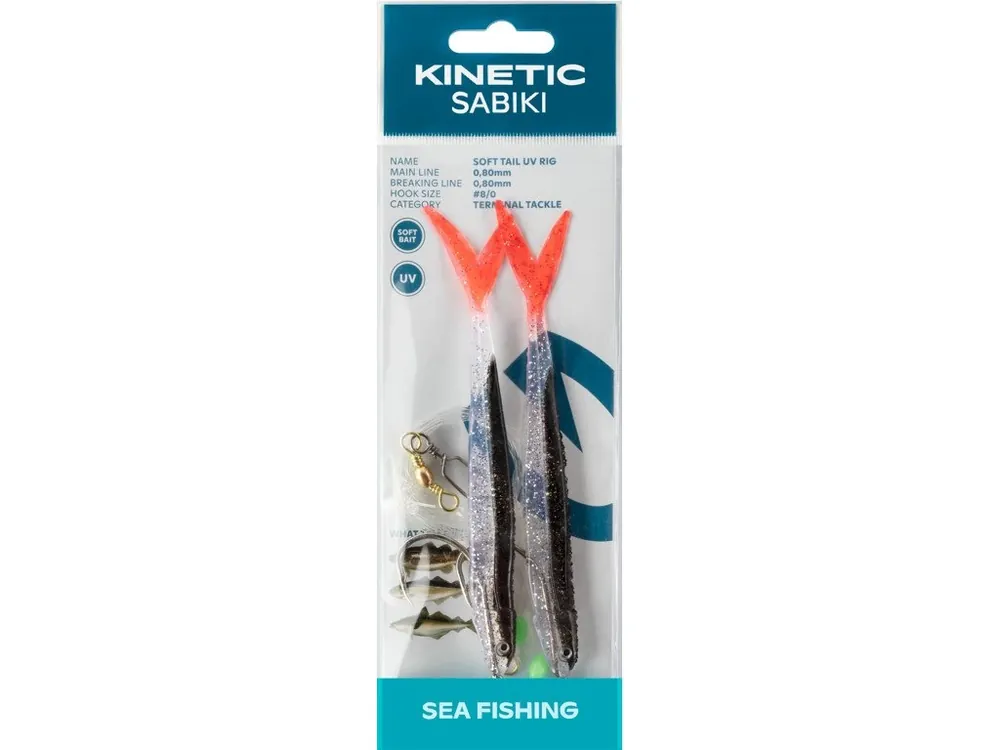 Akční Nabídka Kinetic Mořský Návazec Sabiki Soft Tail UV Black Fire Tail 8/0 130 cm