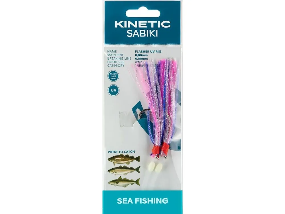Kinetic Mořský Návazec Sabiki Flasher UV Purple-Pink-Silver 7/0 130 cm Super Cena