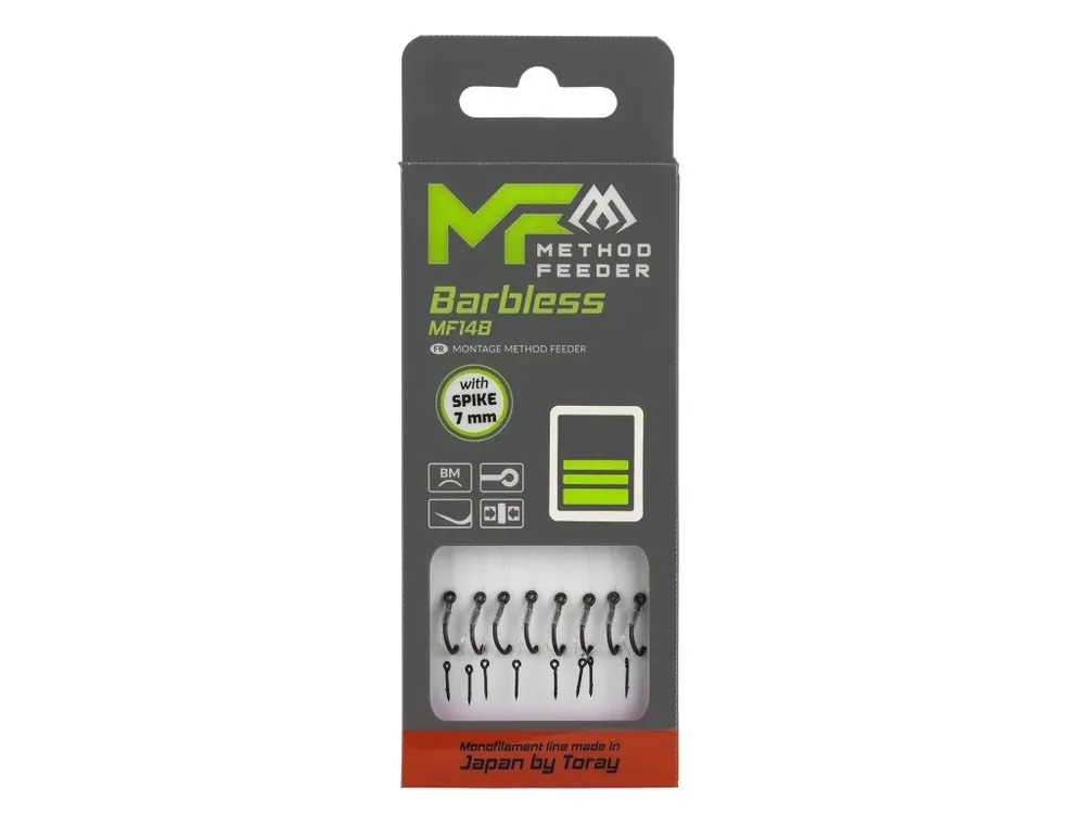 Značkový Mikado Návazec Method Feeder Bez Protihrotu MF14 Spike 7mm Monofilament - 8 ks