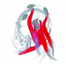 ICE fish - Trubička návazec s třásněmi červený vel. 1, 0,6mm, 190cm Speciální Cena